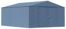 Arrow Shed Elite 14' x 16' Tall Outdoor Steel Storage Shed with High Gable and Lockable Doors Storage Building, Blue Grey
