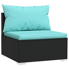 10 Piece Outdoor Patio Furniture Set with Cushions, Black PE Rattan Sectional Sofa Waterproof Garden Lounge Set for Backyard, Poolside, Includes 10 Seat & 15 Back Pillows, Easy Assembly