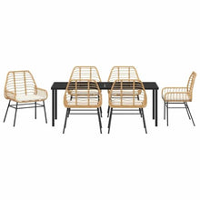 Molumvel 7 Pcs Poly Rattan Dining Set, Weather-Resistant Patio Furniture