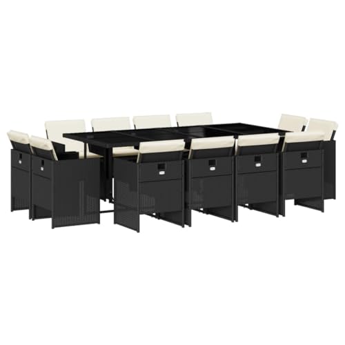 AMBERARD Patio Dining Set 12-Seater Black Furniture Set