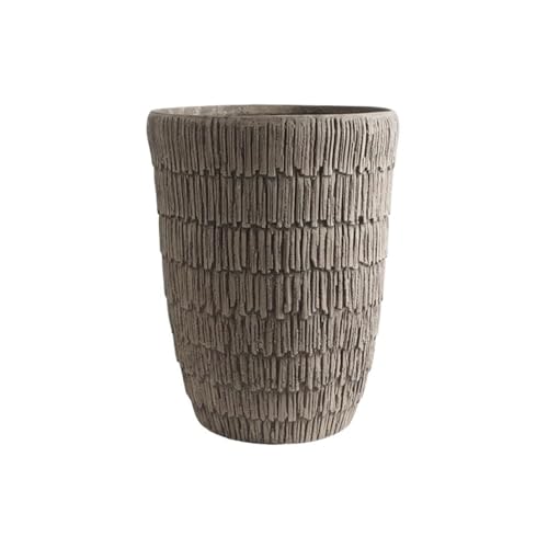 WOAITIANTIAN Flower Pots Tall Round with Wood Grain Texture Planters, Cement Floor Standing Flower Pots(Large)