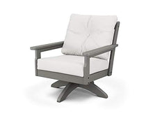 POLYWOOD® Vineyard Deep Seating Swivel Chair in Slate Grey/Natural Linen