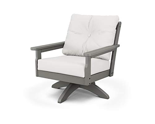 POLYWOOD® Vineyard Deep Seating Swivel Chair in Slate Grey/Natural Linen