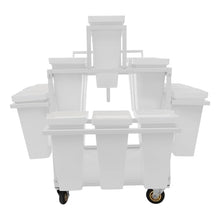 WANLECY Flower Cart Display, 3 Layers Flower Bar Stand with 18 Buckets and Worktable Flower Display Stand for Balcony Garden Florist Shop (White)