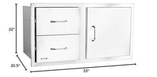 Bull Outdoor Products 30" S/S Single Storage Door w/ 2 Drawer Combo w/Reveal, Stainless Steel