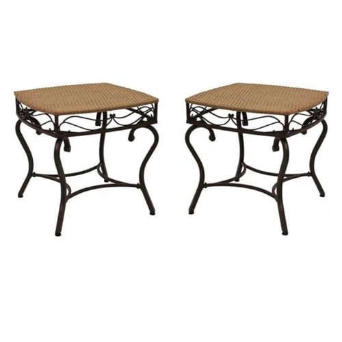 Home Square Patio Side Table in Honey Pecan Finish - Set of 2