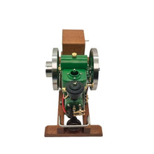 Horizontal Gasoline Internal Combustion Engine Model with Wooden Display Stand and Ignition System, Japanese Retro Industrial Mechanical Collectible -1100