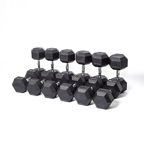 Bells of Steel Rubber Hex Dumbbells Set Black