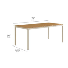 Modway Finn 71 Inch Outdoor Patio Dining Table for 6 People in Natural