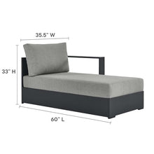 Modway Tahoe Powder-Coated Aluminum Outdoor Chaise Lounge Gray with Weather-Resistant Cushions, Modular Right-Facing Patio Lounger for Pool Furniture or Sectional Sofa Set