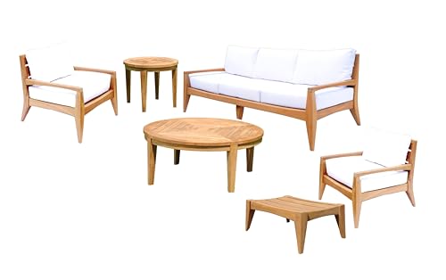 WholesaleTeak Outdoor Fabric Cushions (Seat & Back) for Noida 6pc Sofa Set: 3 Seater Sofa, 2 Lounge Chairs, 1 Ottoman -Cushions only #WHSSNO2CS