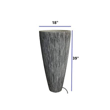 HomeRoots Gray Sandstone Ribbed Long Conical Planter with Light 1" X 18" X 39