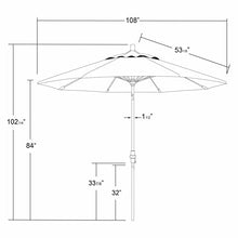 California Umbrella 9' Round Crank Lift, Collar Tilt, Aluminum Pole, Fiberglass Rib Patio Umbrella, White Finish, Sunbrella Natural