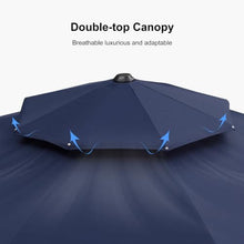 OROTLECT 11 Feet Outdoor Double Top Ronud Deluxe Lighted Cantilever Umbrella With Base,Navy