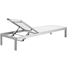 Pemberly Row Modern Aluminum Patio Chaise Lounge Set, 76" x 25", Silver/White Finish, Breathable Textilene Mesh, Adjustable Recliner, Wheels and Foot Caps, Set of 4 Outdoor Loungers for Relaxation