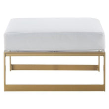 Elle Decor Mirabelle Outdoor Ottoman in White and French Gold