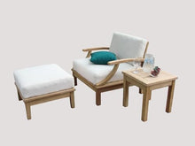 WholesaleTeak Somer 5 Pc Sofa Set: Sofa, Lounge Chair, Ottoman, Coffee Table & Side Table with Sunbrella Cushions in #57003 Canvas White #12SO5