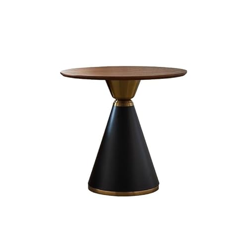 Bar Height Table Modern Round Dining Table 40", Solid Wood Black Gold Base