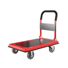 Platform Truck Cart for Pulling Goods Heavy-Duty Flatbed Truck Transporter Trailer Household Four-Wheel Fence Trolley Silent Folding Cart Heavy Duty Trolley(Black)