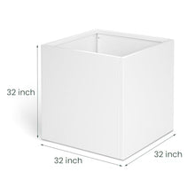 White Steel Planter Square Outdoor Planters Galvanized Steel Planter Box Indoor 32 Inch Metal Large Planters Cube Heavy Duty Flower Pot Modern Commercial Residential for Trees Patio Yard Garden