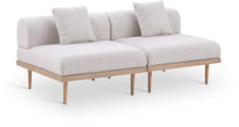 Meridian Furniture 55036Beige-S2A Laguna Collection Modern | Contemporary Outdoor Patio 2Pc. Modular Loveseat, Teak Finish Aluminum, Waterproof Olefin Fabric, 71" W x 35.5" D x 28.5" H, Beige