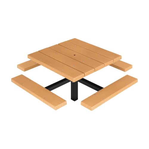 BarcoBoard 48 in. Square Pedestal Picnic Table, Inground Mount, Cedar