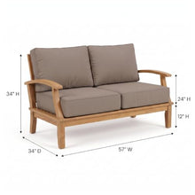 Hives & Honey Pavilion 57" Outdoor Teak Loveseat Sofa with Cushions, Grade-A Teak Patio Couch, Weather-Resistant Deep Seating for Patio, Deck, Garden – Tan