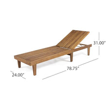 Christopher Knight Home Nadine Acacia Wood Chaise Lounge Chair Outdoor Set of 2, Adjustable Backrest Sun Lounger Recliner, Wooden Patio Sun Bathing Lounge Chair, Teak