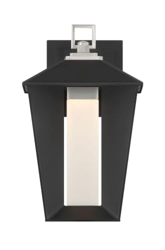 Eurofase Andson 1-Light LED Outdoor Wall Sconce – 12.75" Satin Nickel-Sand Black Mix Traditional Exterior Wall Light, Frosted Acrylic Shade, Wet-Rated for Porch, Patio & Entryway
