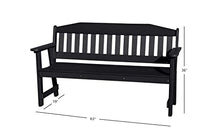 Phat Tommy Outdoor Garden Bench, Poly Lumber Outdoor Furniture, Weatherproof & Recycled Bench with Back, Black