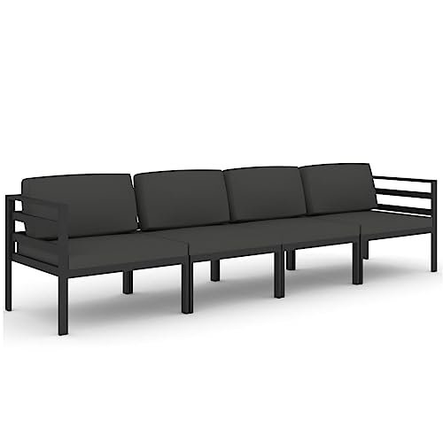 GFRMPORM 4 Piece Patio Lounge Set with Cushions Aluminum Anthracite