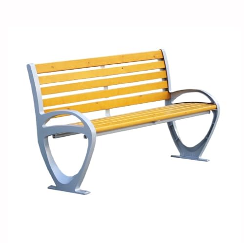 Ronghw0607 Garden Bench Log Color Park Outdoor Bench Aluminum Chair Legs Leisure with Backrest Bench Park Patio Seat