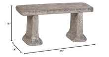 SOLID ROCK STONE WORKS Old World Outdoor Garden Bench 3-Piece Cast Stone Concrete Grey