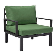 LeisureMod Hamilton 7-Piece Modular Outdoor Sectional Set with Fire Pit Table Green