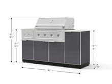 NewAge Products Classic Series 6PC Aluminum Slate Gray Modular Outdoor Kitchen Grill Island with 36" Performance Grill NG - 24"D x 68"W x 47.5"H