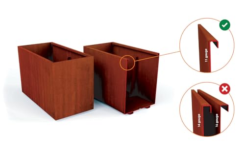 Plantercraft Corten Steel Planter Rectangle Natural 40"x16"x20