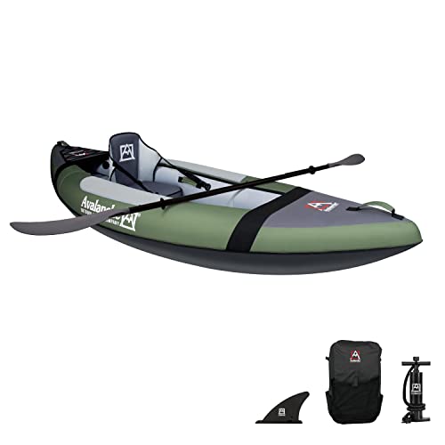 Avalanche 1-Person Voyager Inflatable Kayak Set Blue/Green