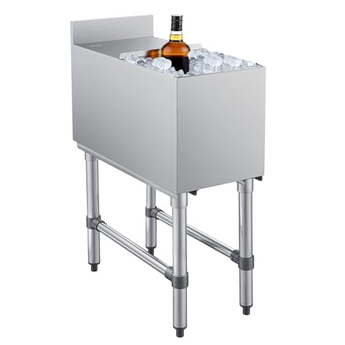 VEVOR Commercial Ice Bin, 39.6 Qt Max Capacity, 12 x 24 x 33 Inch Stainless Steel Ice Chest with Sliding Lid, 24H Long-Lasting Insulation, Cooler Cart Cocktail Unit for Bar Restaurant Pub, NSF