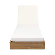 Christopher Knight Home Abraham Outdoor Acacia Wood Chaise Lounge Set of 4 Teak Finish + Cream