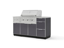 NewAge Products Classic Series 6PC Aluminum Slate Gray Modular Outdoor Kitchen Grill Island with 33" Performance Grill NG - 24"D x 65"W x 48.5"H