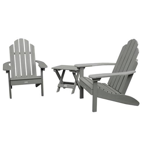 highwood Classic Westport Adirondack Chairs with Side Table, Coastal Teak