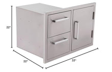 Bonfire Outdoor Kitchen Drawers and BBQ Access Door Double Layer for BBQ Island, 304 Stainless Steel, CBADC