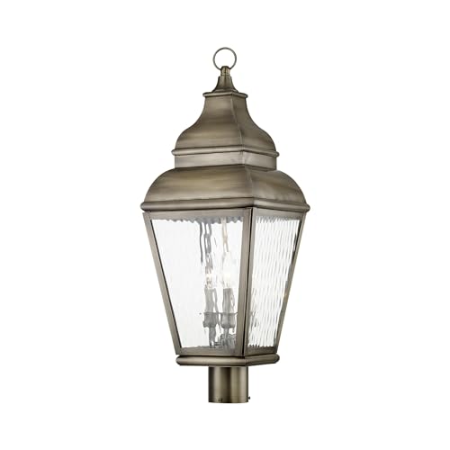 Livex Exeter 3-Light Outdoor Post Head Vintage Pewter