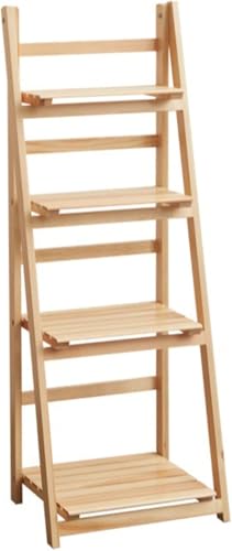Xghwnpd 4-Tier Plant Stand With Wood Shelves And Bucket, Vintage Style Display Shelf For Home Garden Decor,Natural