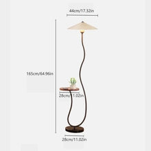 LUYOUBOZHU Floor Lamp Modern LED Floor Lamp with Marble Base & Wood Table for Bedroom(Black)