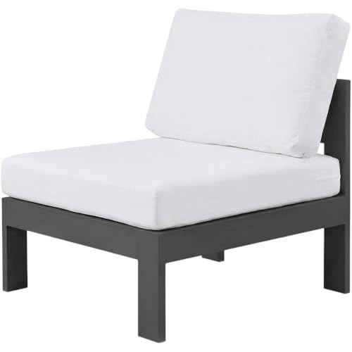 Outdoor Escape White Fabric Outdoor Patio Aluminum Armless Chair, Contemporary Style, Lightweight, Durable, Comfortable Seat, 17-Inch Back Height