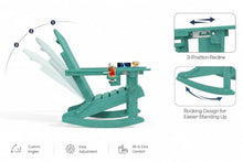 Patio Kingdom 4-Piece HDPE Adirondack Rocking Chairs Set, Heavy Duty Folding Outdoor Fire Pit Chairs, Weather Resistant Patio Rocker Set for Backyard Lawn Deck Seating Conversations, Aruba Blue