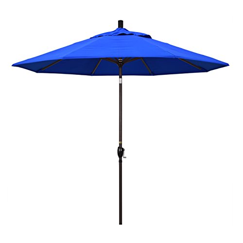 California Umbrella GSPT908117-5401 9' Round Aluminum Market, Crank Lift, Push Button Tilt, Bronze Pole, Sunbrella Pacific Blue Patio Umbrella, 9-Feet