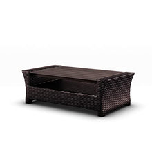 Atlantic Hibiscus Black Synthetic Wicker Coffee Table with Plastic Wood Top