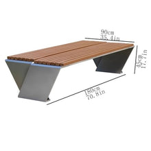 GRFIT Outdoor Bench Stainless Steel Backless Park Chair for Outdoor, Plastic Wood Leisure Bench, Garden Seats Two Rows Garden Bench